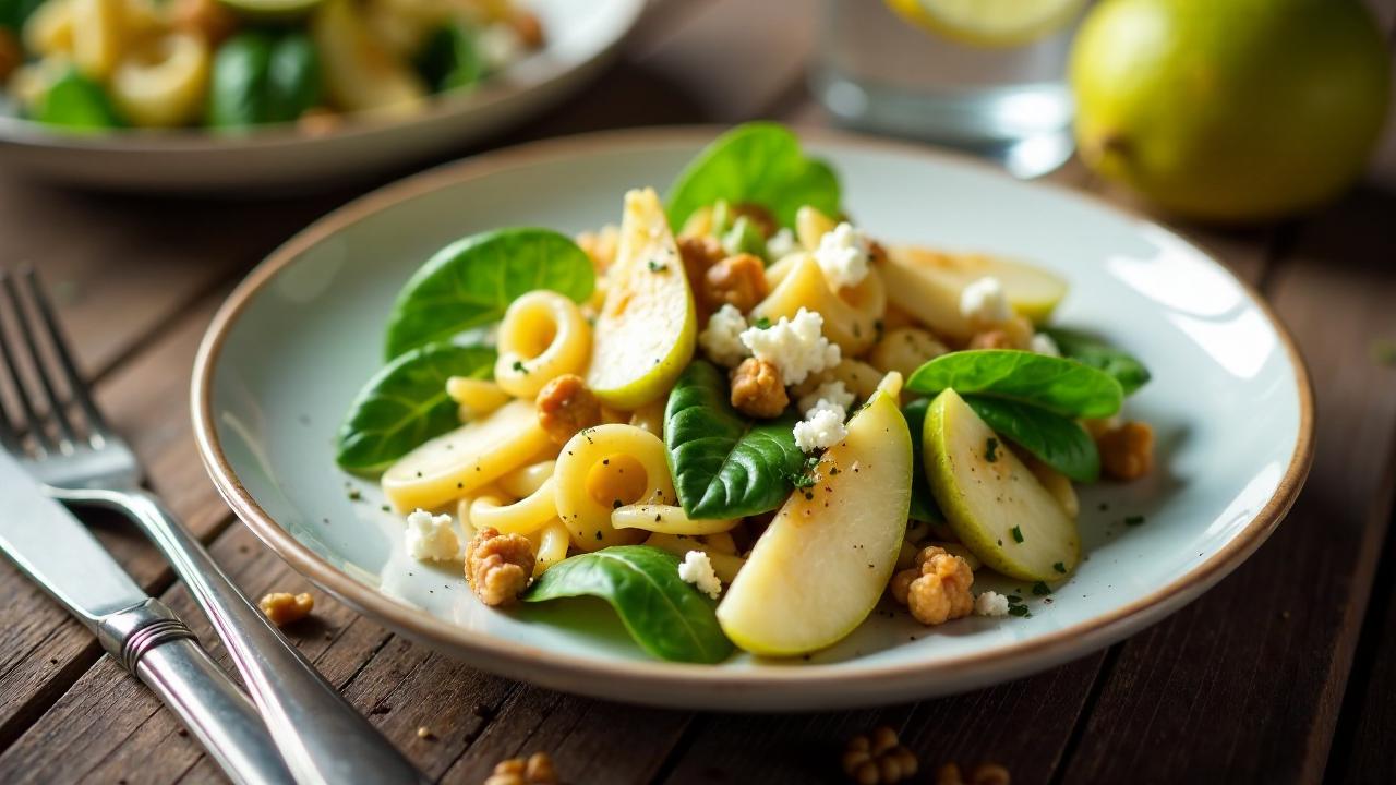 Nudelsalat mit Birne und Gorgonzola