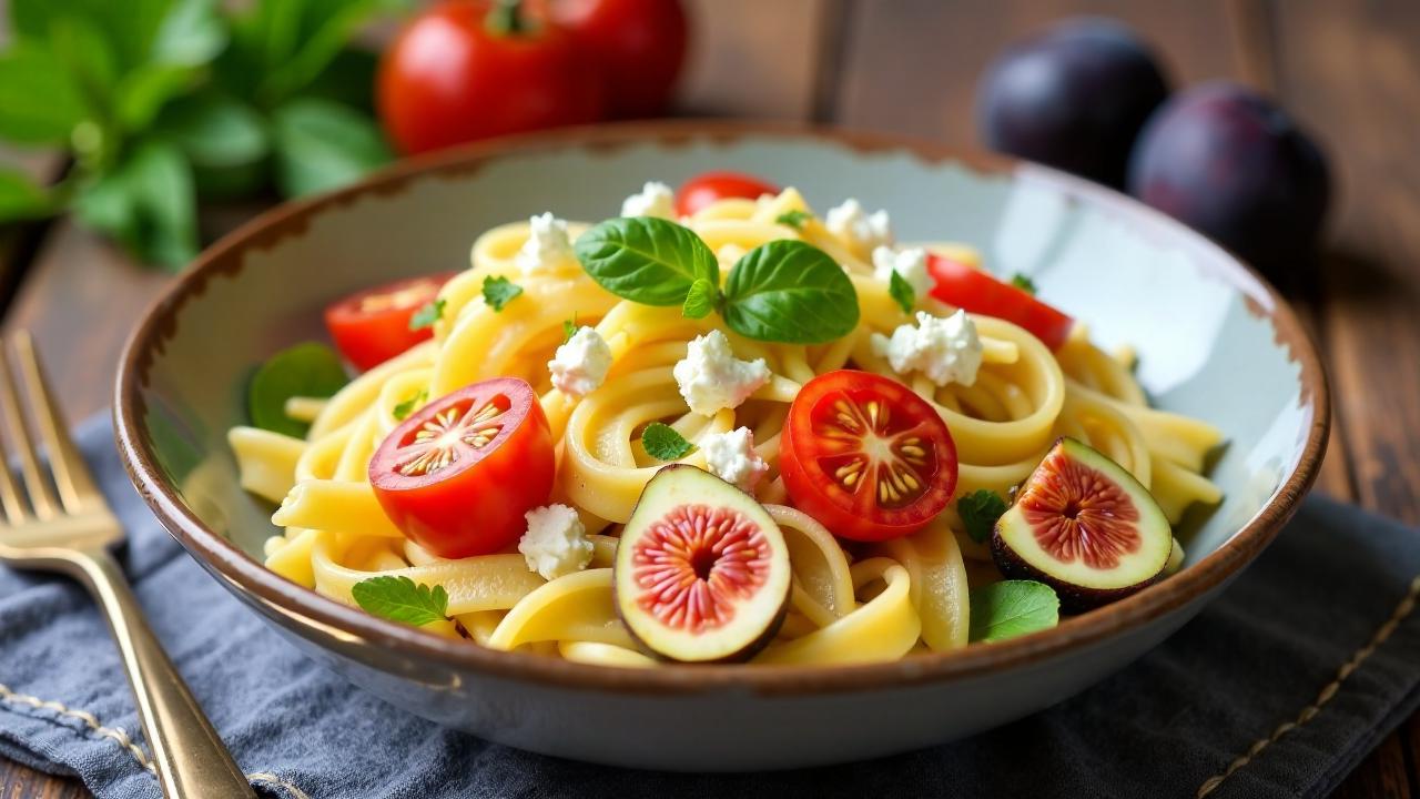 Nudelsalat mit Ziegenkäse und Feigen