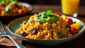 Ofada Rice mit Ayamase – geschmorte Chilisauce