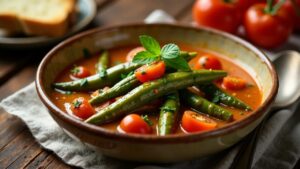 Okra-Eintopf mit frischen Tomaten