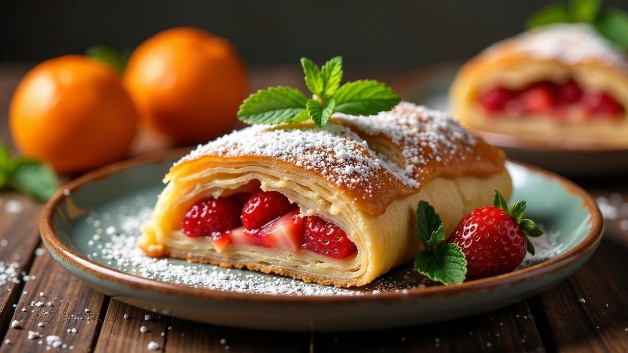 Orangen-Erdbeerstrudel