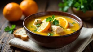 Orangen-Hühnersuppe