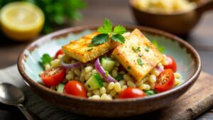 Orzo-Salat mit Halloumi