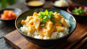 Oyako Donburi: Hühnchen- und Eier-Reis-Schüssel