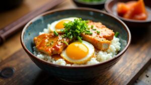 Oyakodon: Reis mit Huhn und Ei