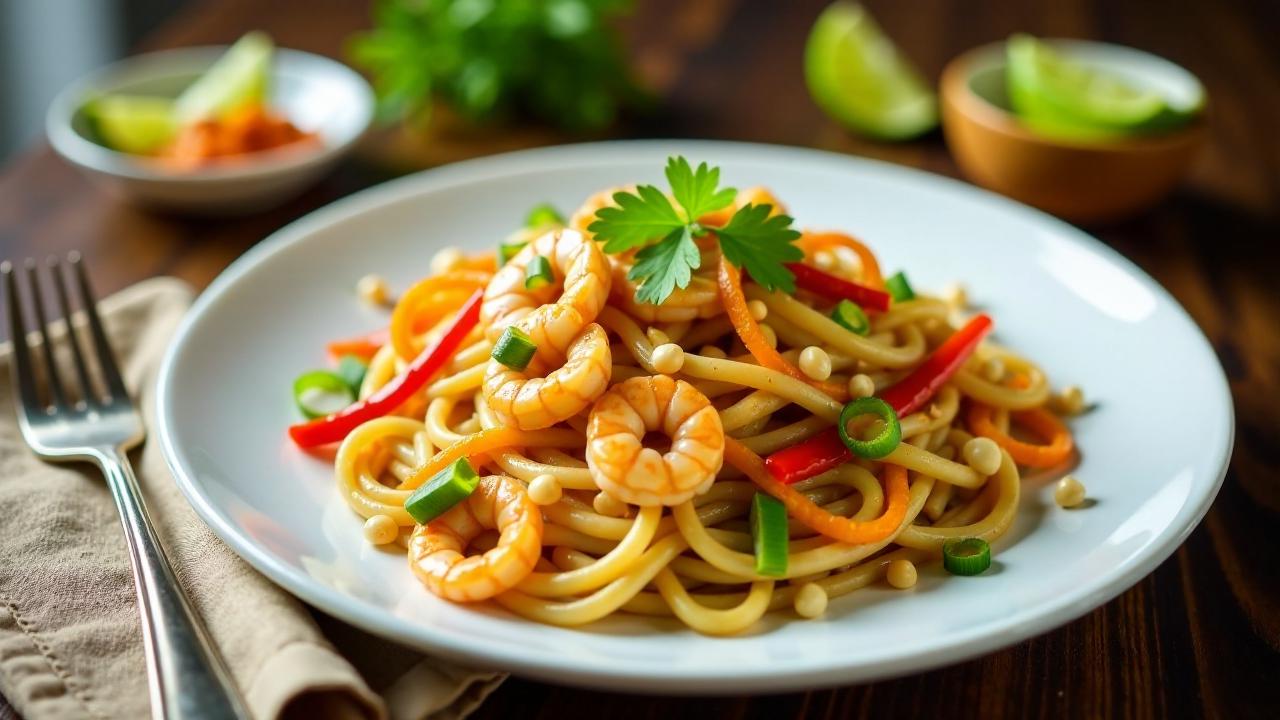 Pad Thai mit gedörrten Garnelen