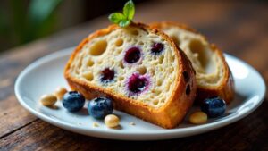 Pain d'épices mit Heidelbeeren und Macadamia