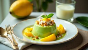 Pandan-Kokos-Dessert (Kokosdessert mit Pandanblättern)