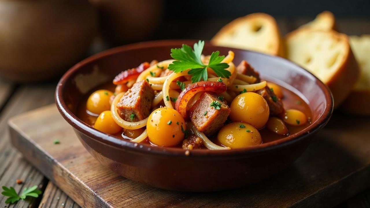 Pannhas mit Speck und Zwiebeln