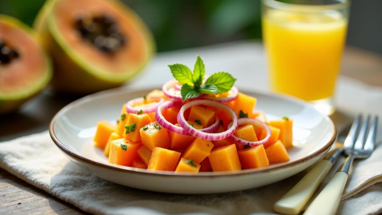 **Papaya Salat mit Limette und Minze**