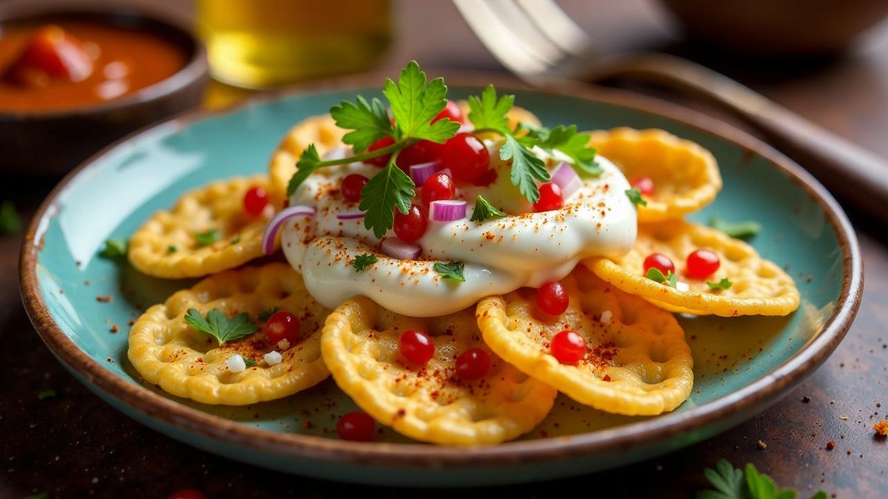 Papri Chaat – Knusprige Papdi-Waffeln mit Joghurt und Chutneys