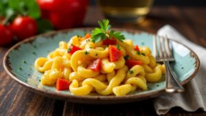 Paprika-Käsespätzle mit roter Paprika