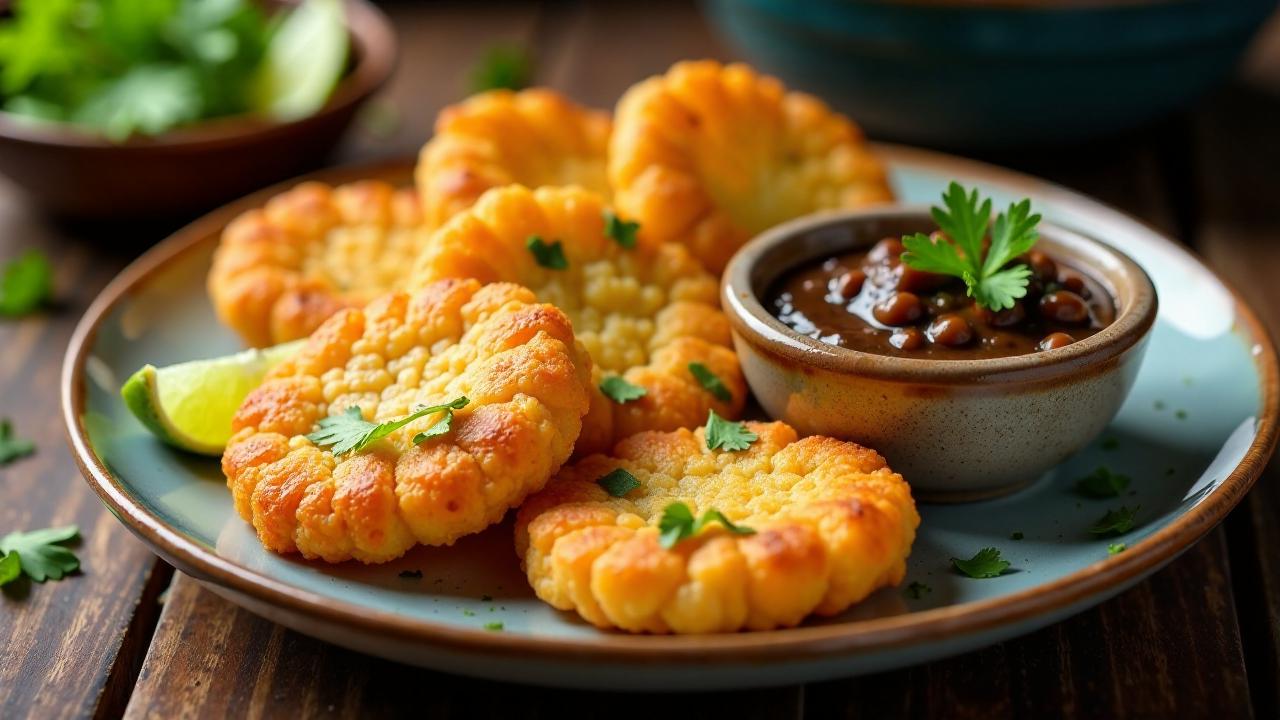 Patacones with Black Bean Dip