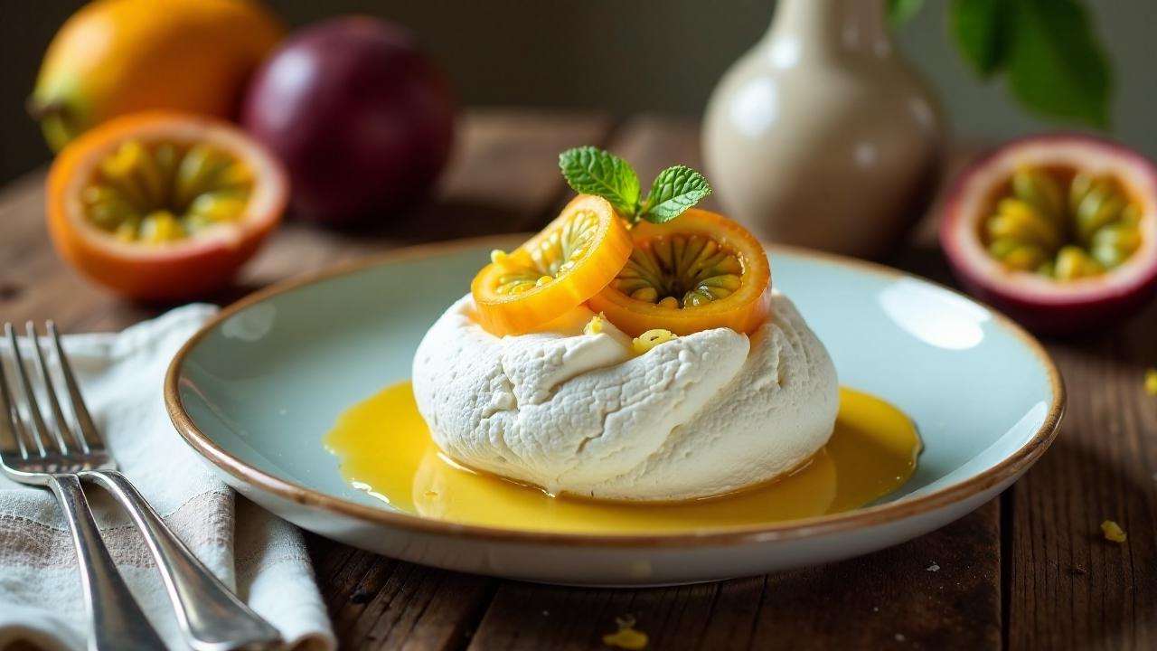 Pavlova mit Passionsfrucht