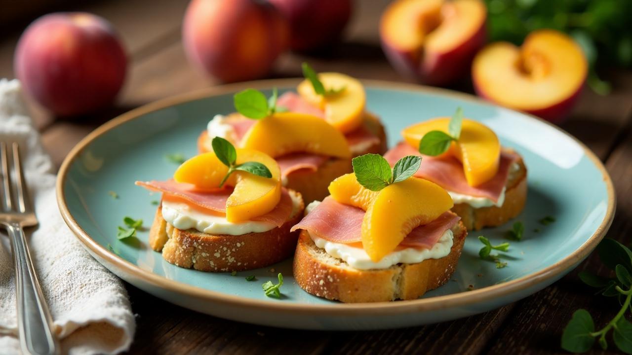 Peach and Prosciutto Crostini