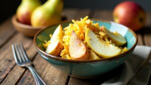 Pear Salad with Shredded Cheddar and Mayo