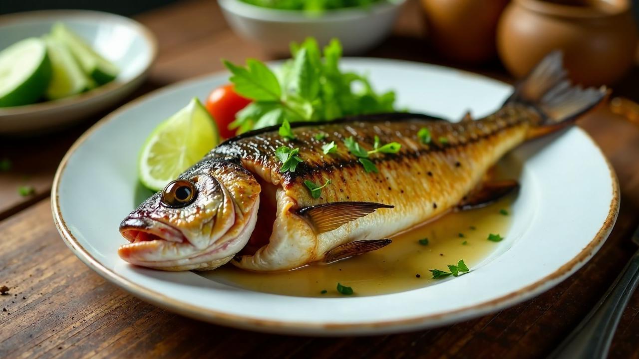 Peixe à Zambézia (gegrillter Fisch)