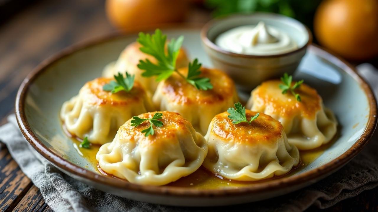 Perlzwiebel und Gorgonzola Pierogi