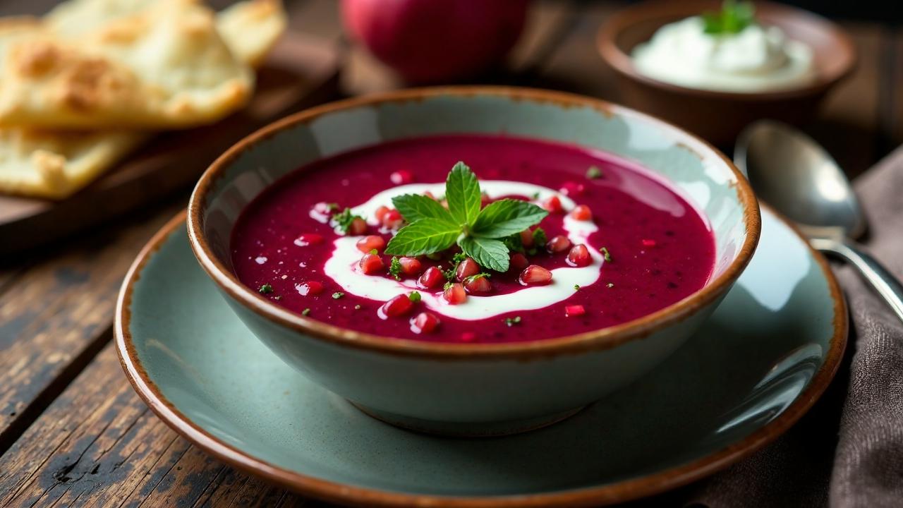 Persische Rote-Rüben-Suppe (Chogondro Anar)