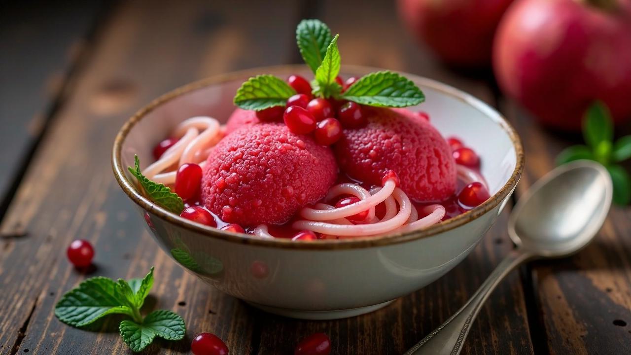 Persisches Granatapfelsorbet (Faloodeh)