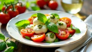 Pesto-Sphärifikation für Caprese-Salat