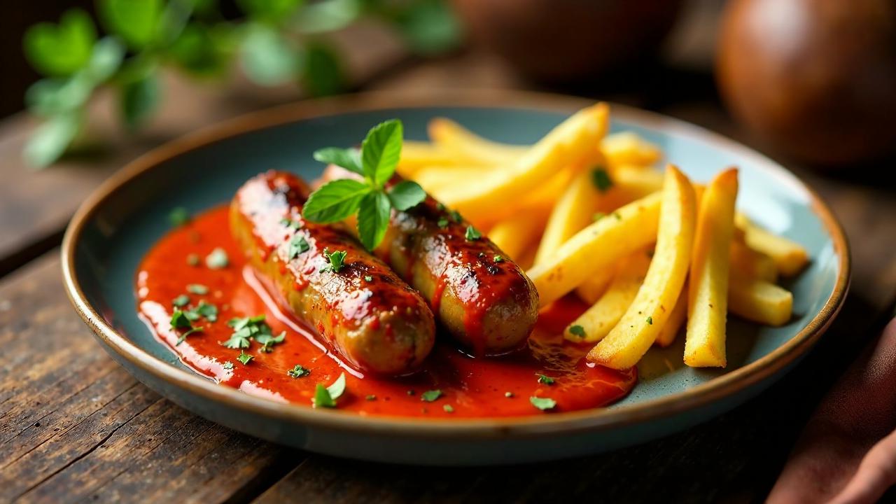 Pfeffer-Currywurst mit Sellerie-Pommes