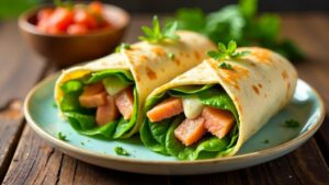 Pfefferblatt-Lachs-Wraps