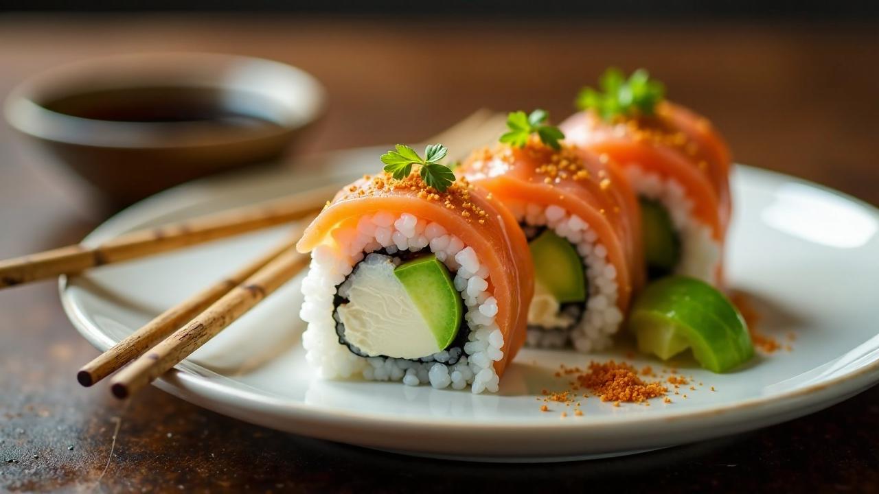 Philadelphia Roll (Rolle mit Lachs und Frischkäse)