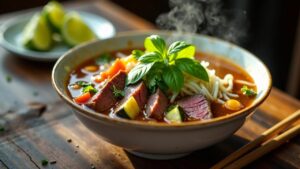 Pho Bo mit gegrilltem Gemüse