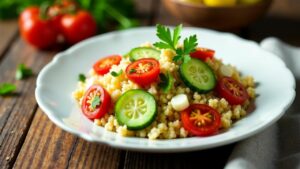 Piko Piko-Bulgur-Salat: Salat mit Farnspitzen