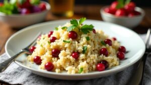 Pilaf mit Preiselbeeren