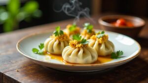 Pilz-Käse-Momos für Vegetarier