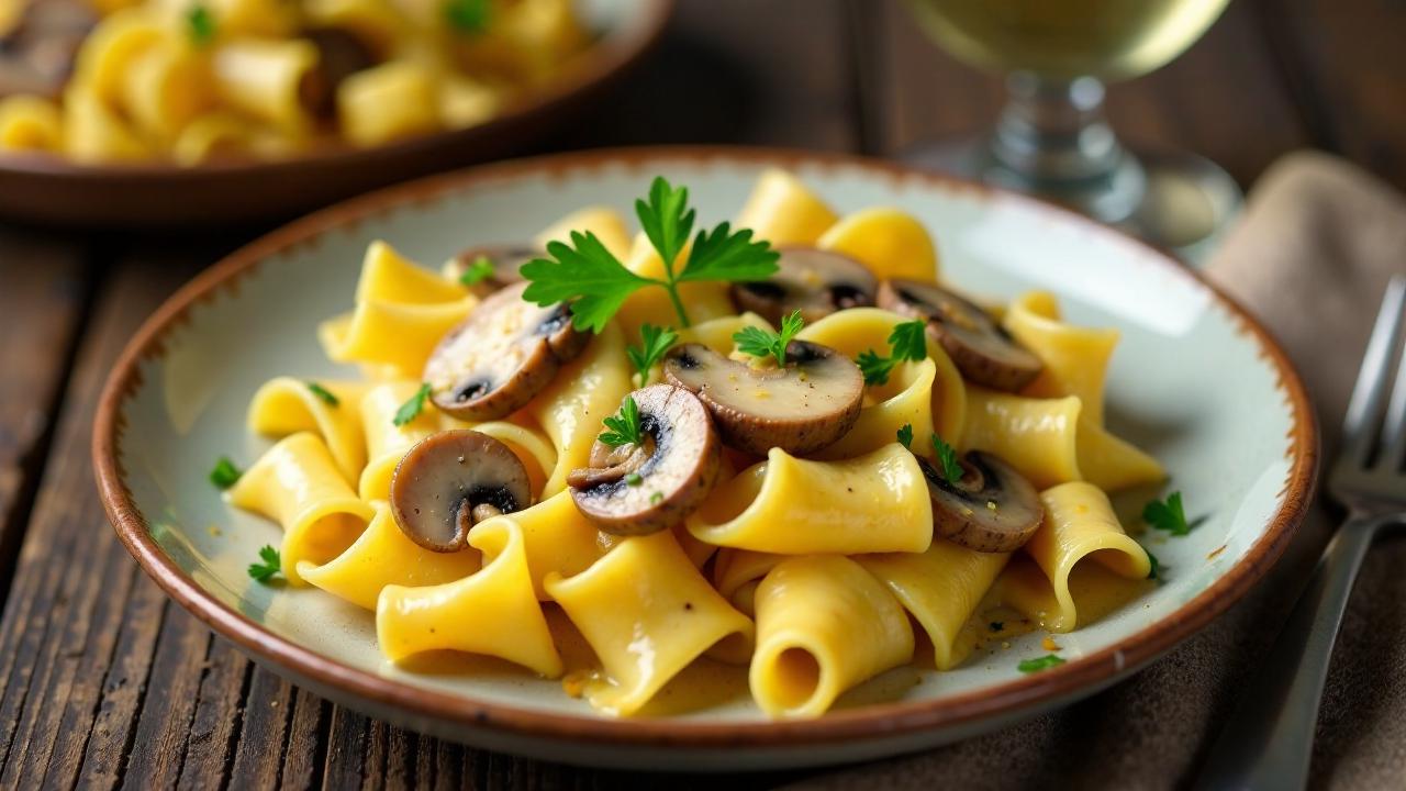 Pilzkäsespätzle mit Champignons