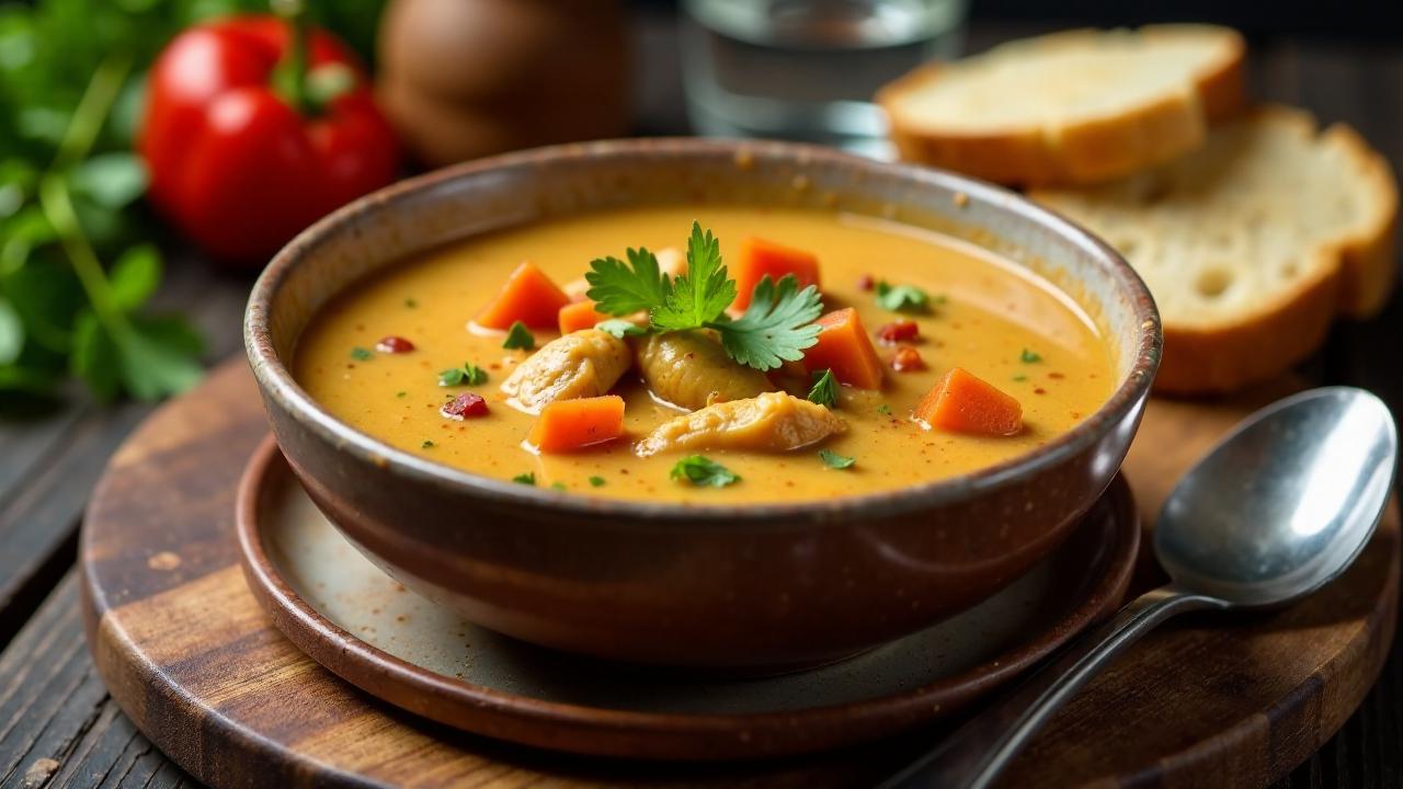 Pindasoep – Erdnusssuppe mit Huhn und Gemüse