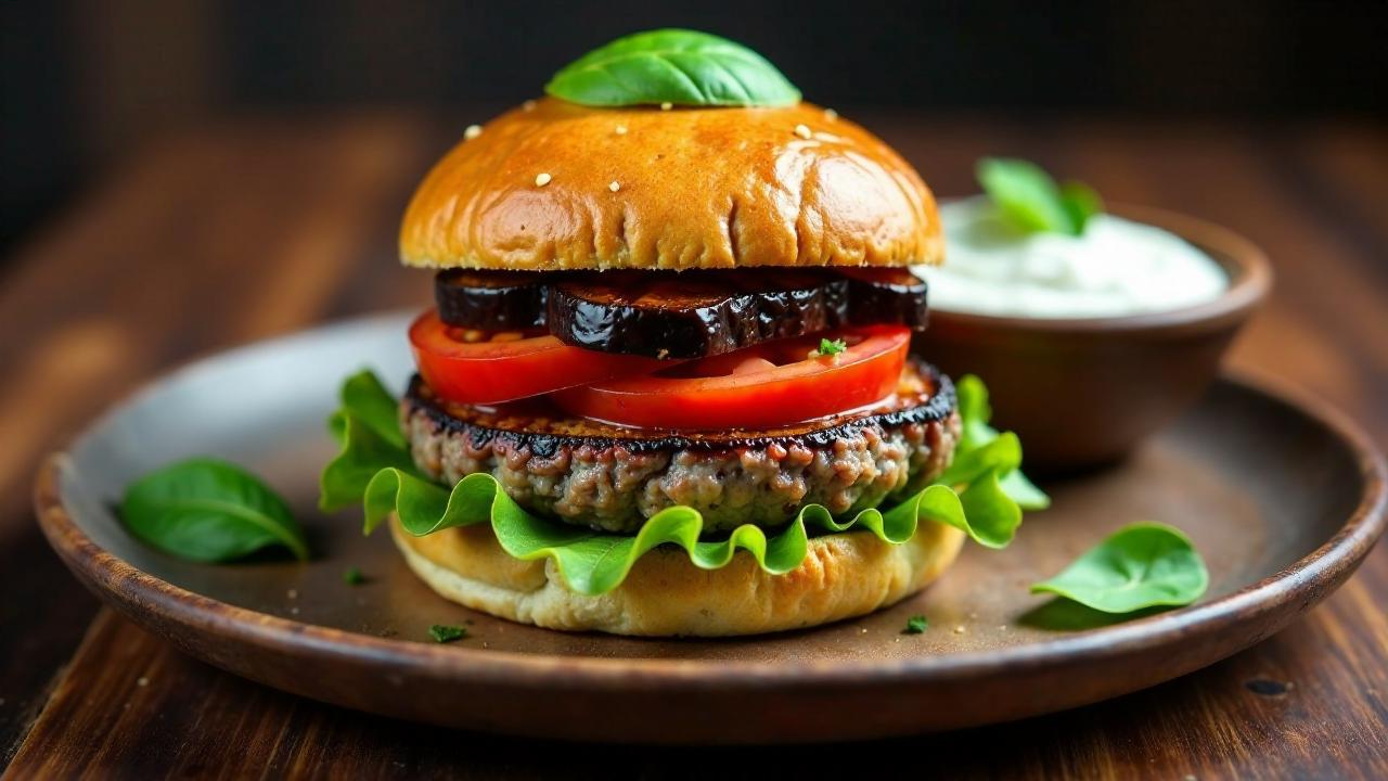 Pindjur-Burger - Auberginen-Tomaten-Burger