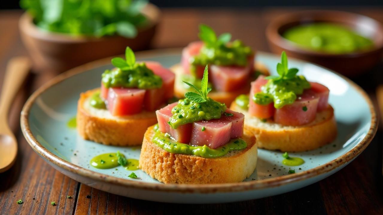 Pintxo de Atún mit Salsa Verde