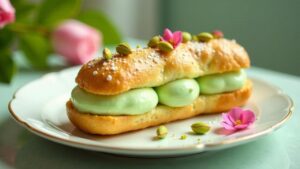 Pistazien-Eclairs mit Rosenwasser