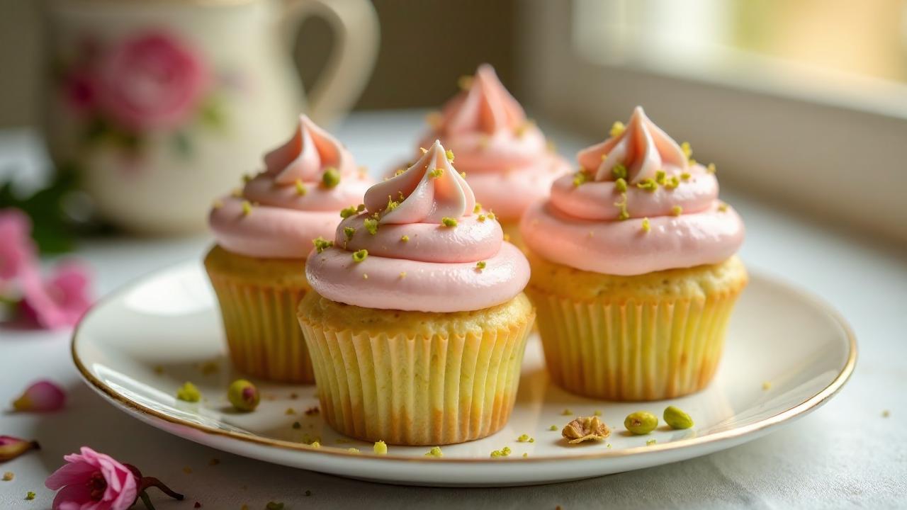 Pistazien-Rosenwasser-Cupcakes