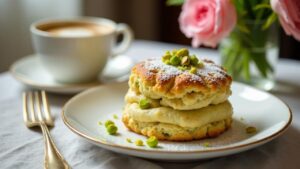 Pistazien-Rosenwasser-Scones