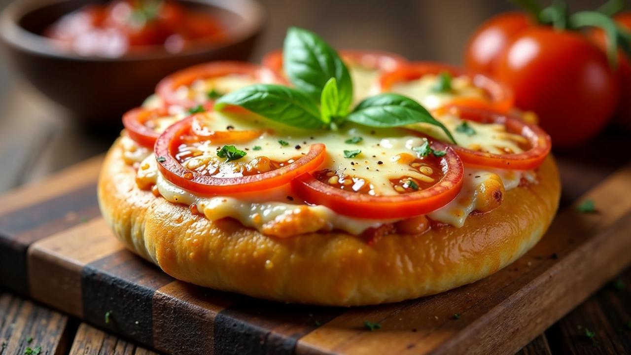 Pizza-Bagel mit Tomaten und Mozzarella