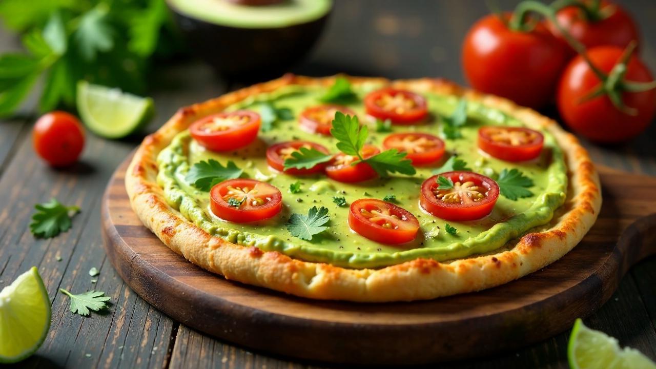 Pizza mit Avocado und Limette