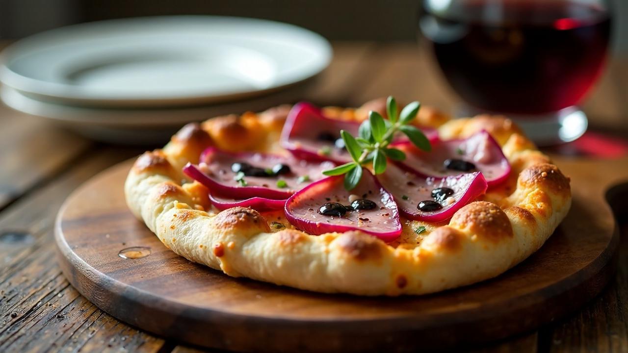 Pizza mit Entenbrust und Rotkraut