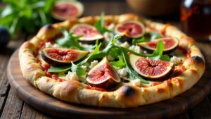 Pizza mit Feigen und Serrano-Schinken