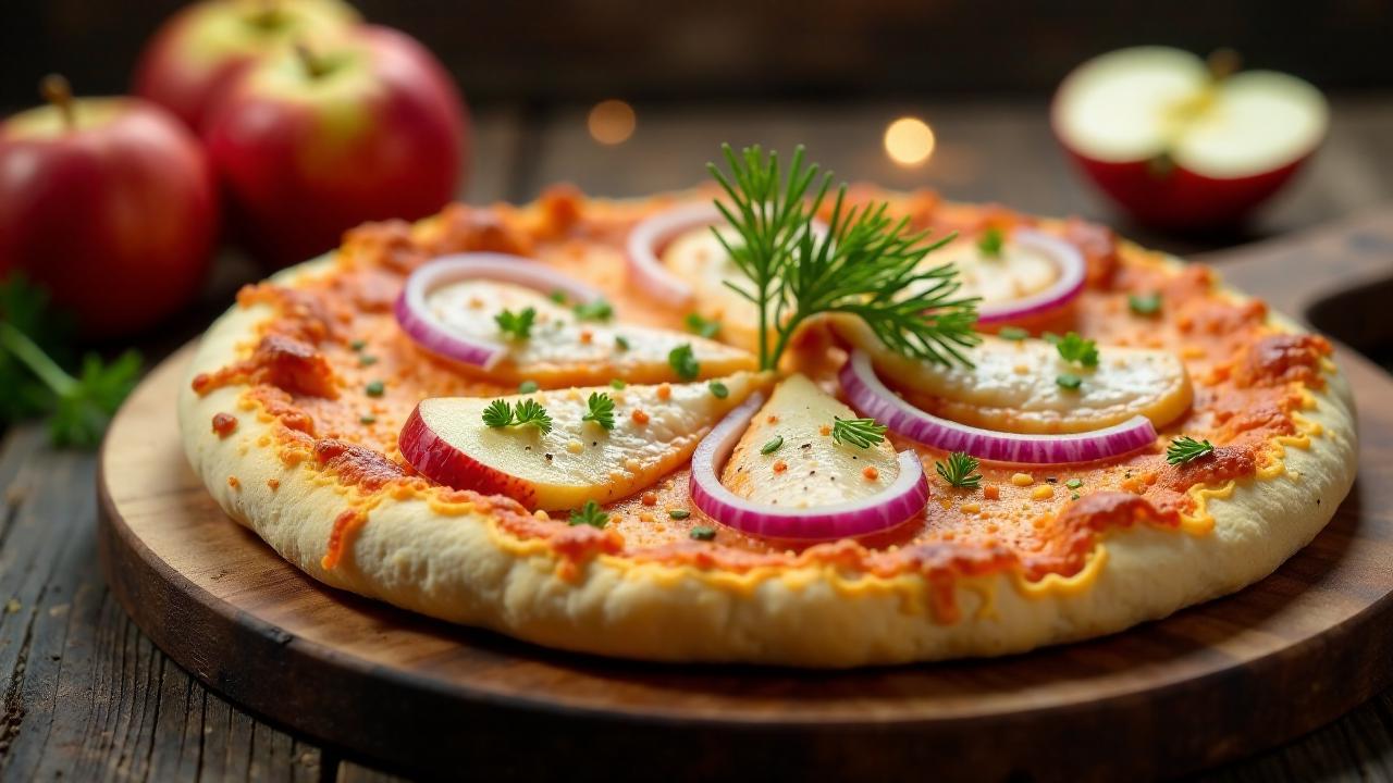 Pizza mit Matjes und Apfel