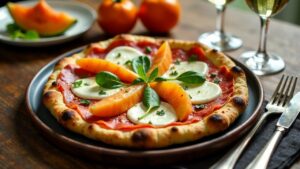 Pizza mit Prosciutto und Melone