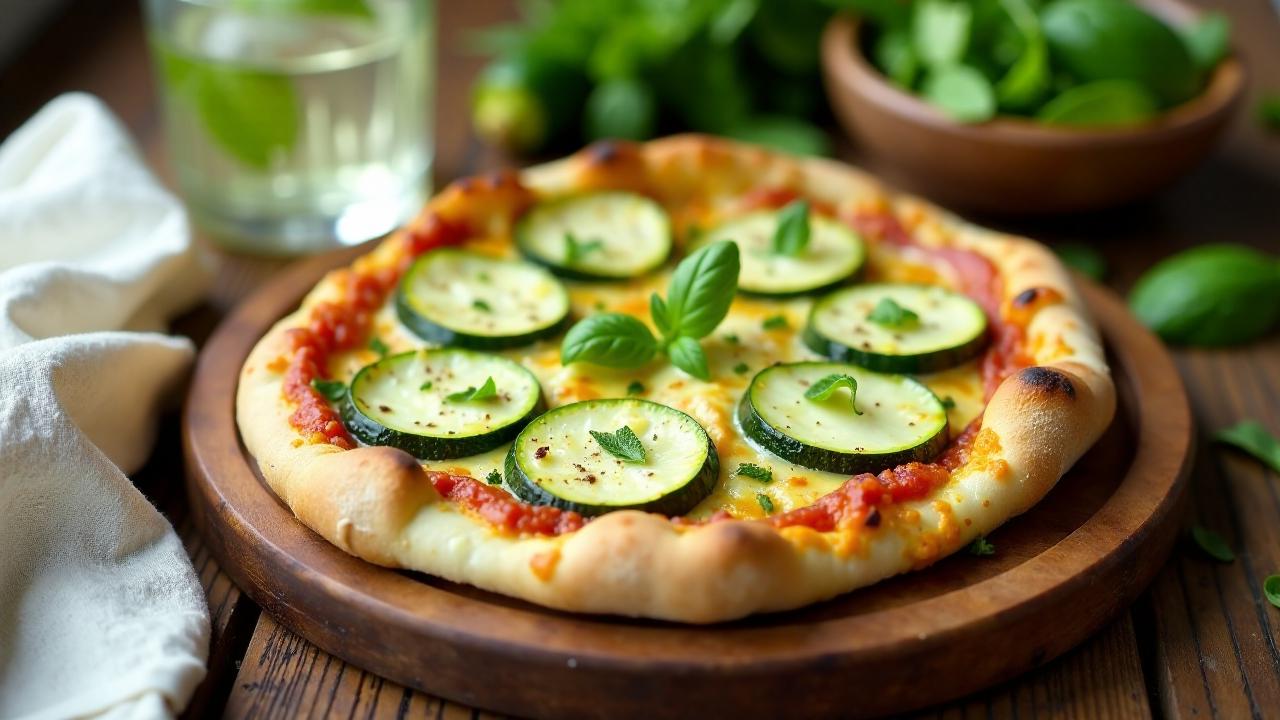 Pizza mit Zucchini und Minze