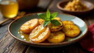 Platano Asado con Miel de Camu Camu