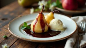 Poire Belle-Hélène: Birnen mit Schokoladensauce und Eis