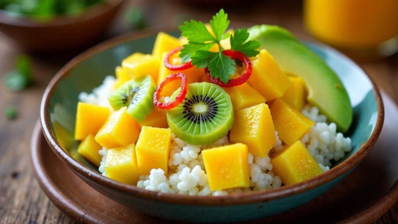 Poke-Bowl mit tropischen Früchten