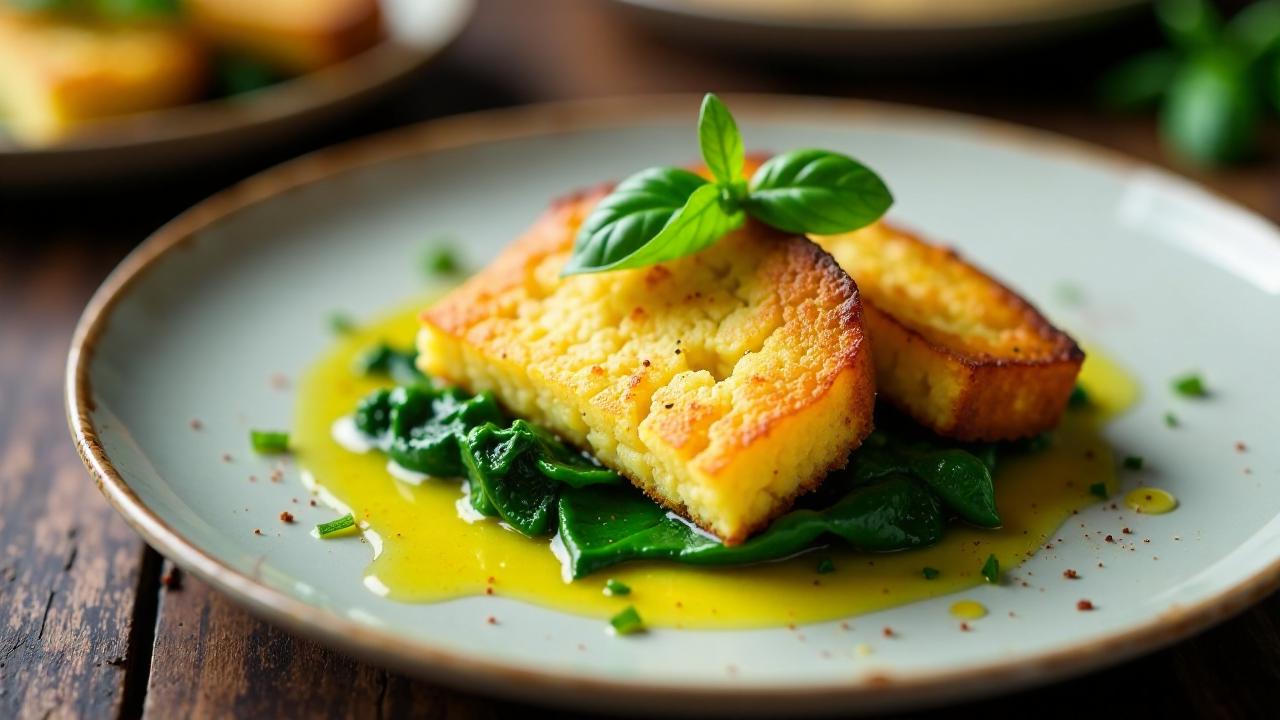 Polenta-Schnitten mit Spinat